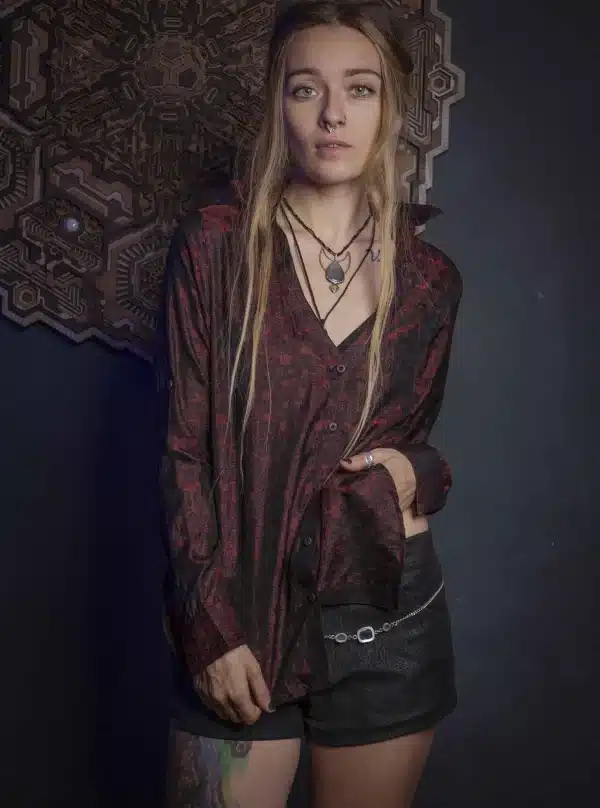 SShirt -Long-sleeves-SILK-Red Earth HAKKER - Image 2