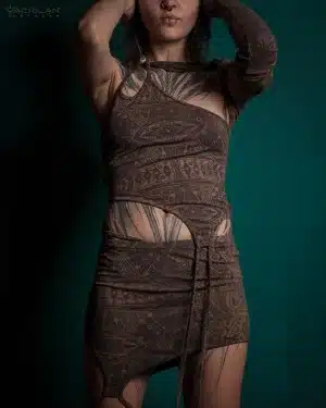 Woman Combo Atomita / Organic Bamboo Jersey Veg Dye Veg Print - Brown RETRO FUTURE