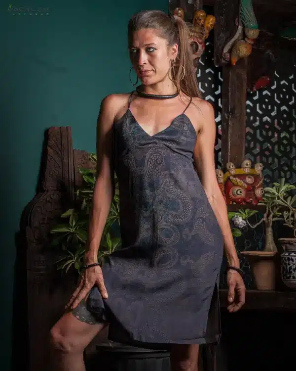 Midi Dress / Chinese Silk - DRAGONSKIN Stripes