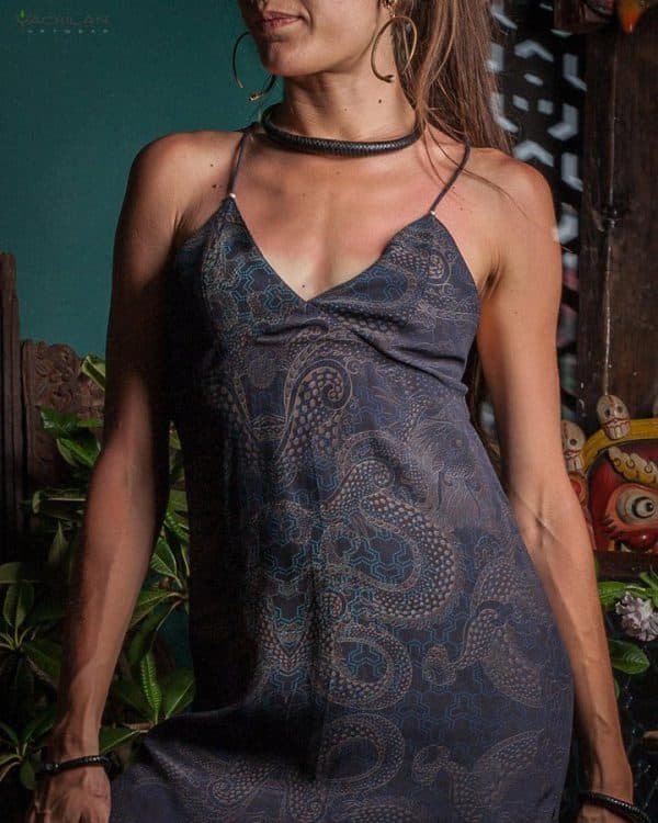 Midi Dress / Chinese Silk - DRAGONSKIN Stripes - Image 2