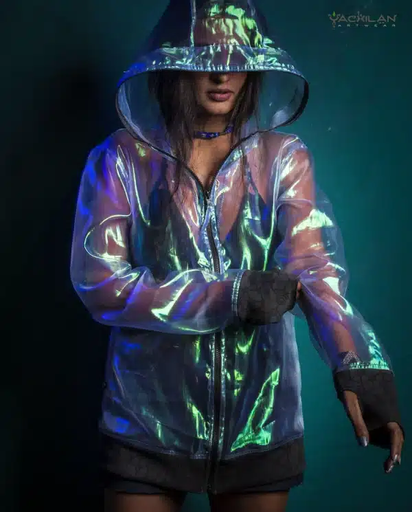 Hoodie Woman / Holographic Organza - Aqua - Image 3