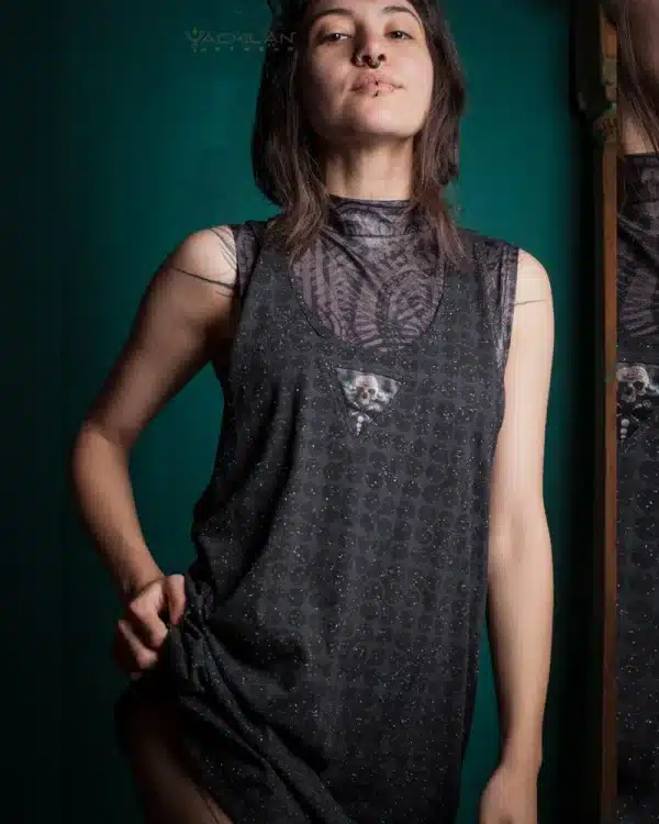Long-Johns-Top-Woman-BlackCottonSlub -TETRIS Pirate - Image 3