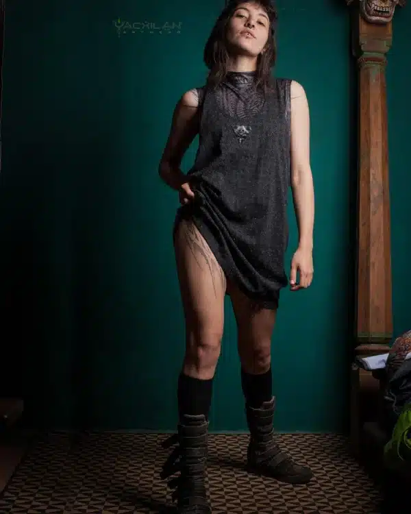 Long-Johns-Top-Woman-BlackCottonSlub -TETRIS Pirate - Image 7