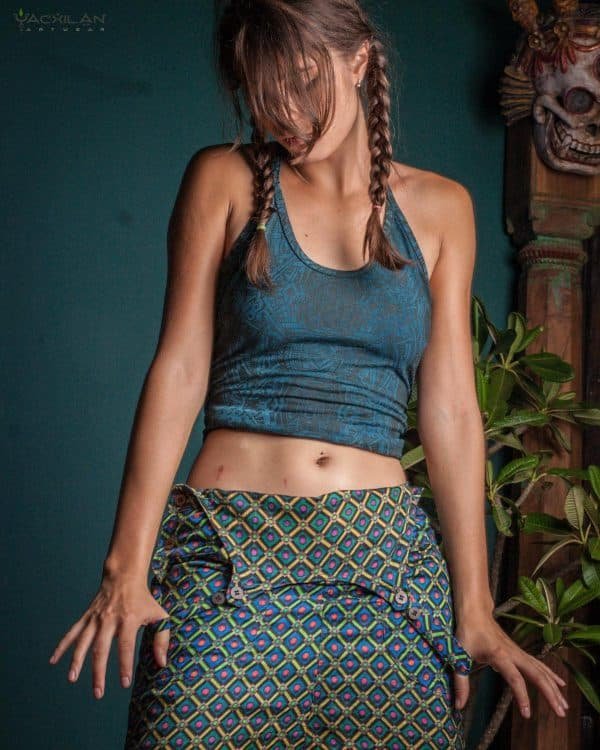 Woman Crop Ring Top / Organic Bamboo Jersey Veg Dye Veg Print - Greendigo POPPYFIELDS - Image 4