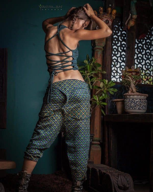Woman Crop Ring Top / Organic Bamboo Jersey Veg Dye Veg Print - Greendigo POPPYFIELDS - Image 3