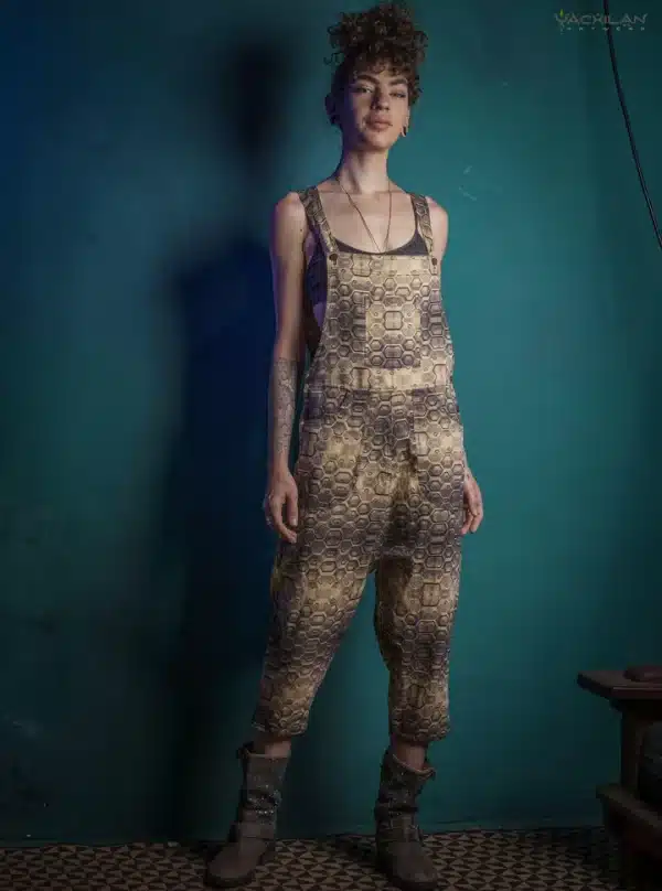 Overall Woman / Belguim Linen Screenprint - Yellow HEX