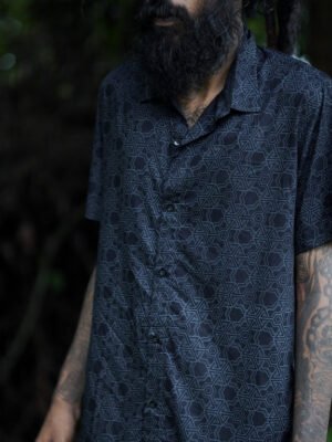 Pythagoras - Men's Viscose Button-up BlackShirt