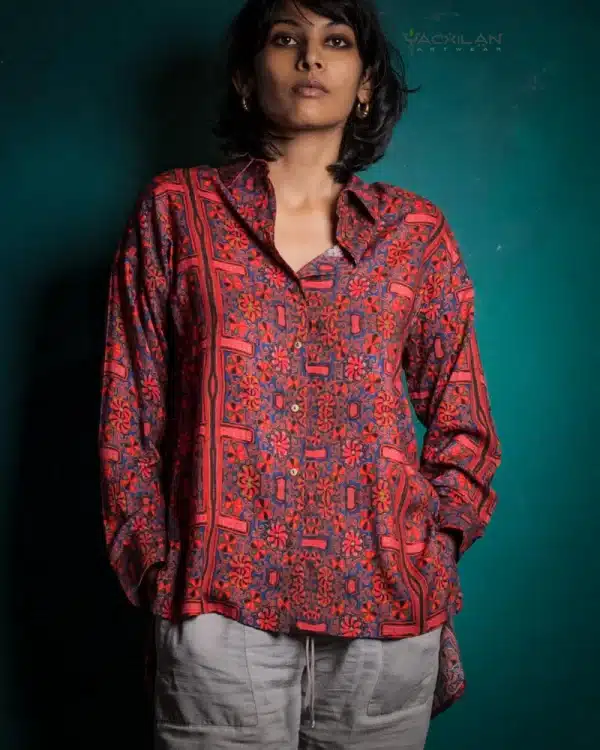 Long Sleeve Backsplit Shirt Woman / Viscose - PANAMA CANAL