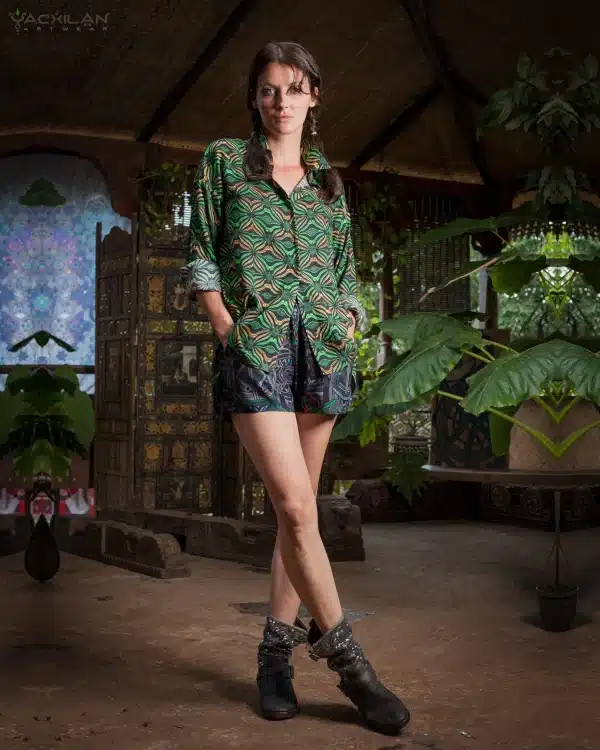 Long Sleeve Backsplit Shirt Woman / Viscose - VEGREEN - Image 4