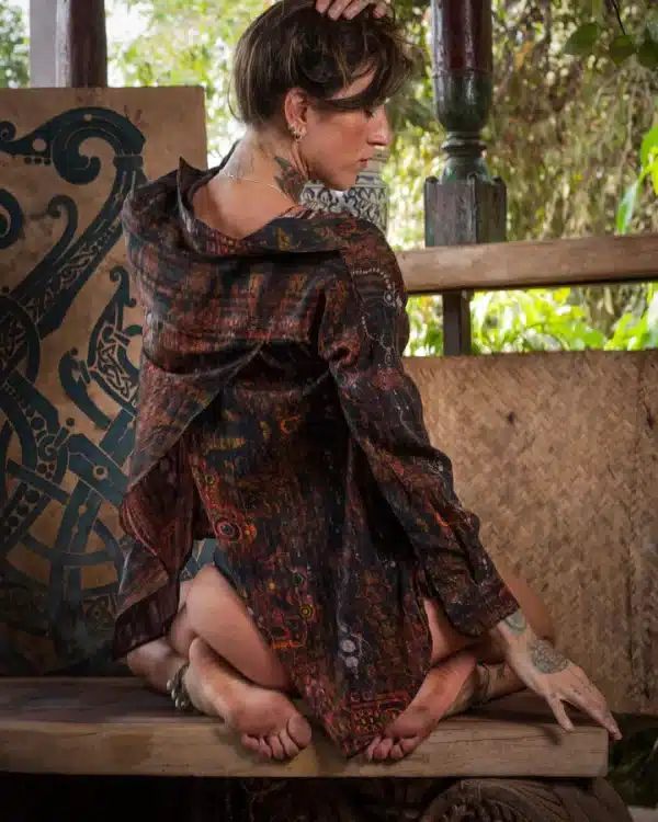 Shirt Woman Long Sleeves Backsplit / Chinese Silk - Strippy Transparent SNL